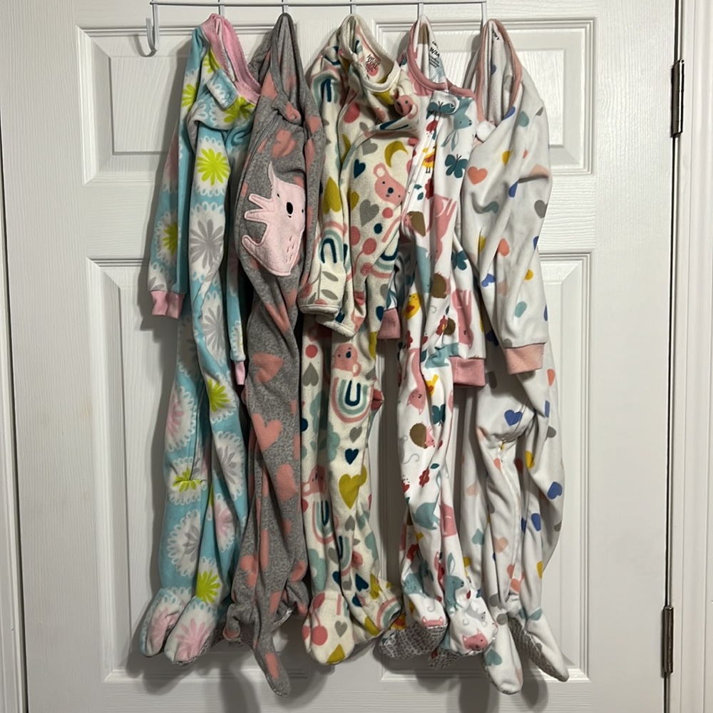3T girls fleece footie pjs